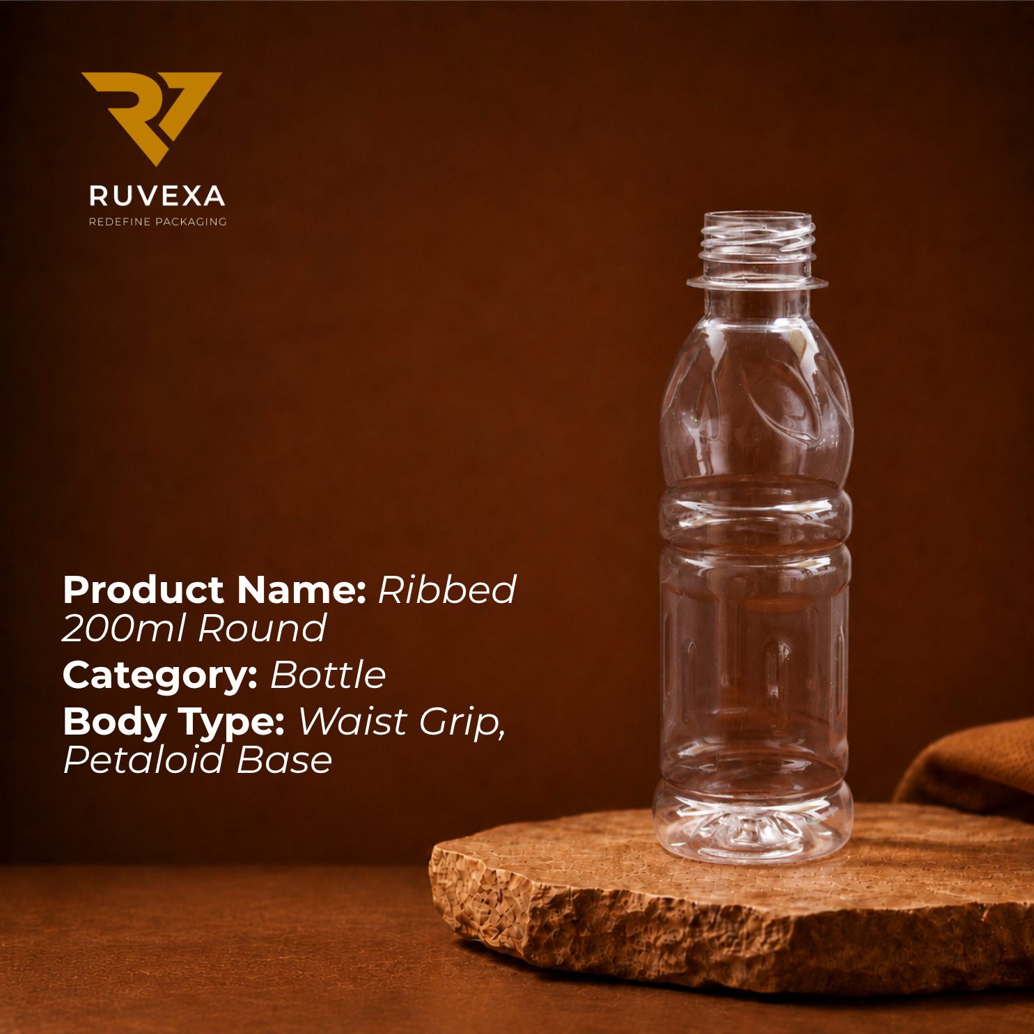 Ruvexa 200 ml Ribbed Round Bottle